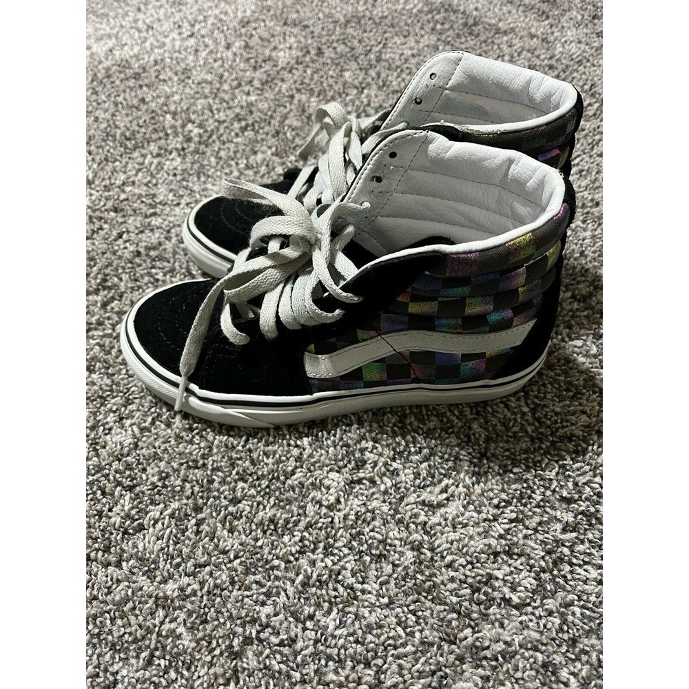 Vans SK8-Hi Black/Iridescent Checkered Suede Sneakers M/3.5, W/5